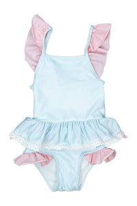 Girls Blue Stripe/Pink Tankini Swimsuit
