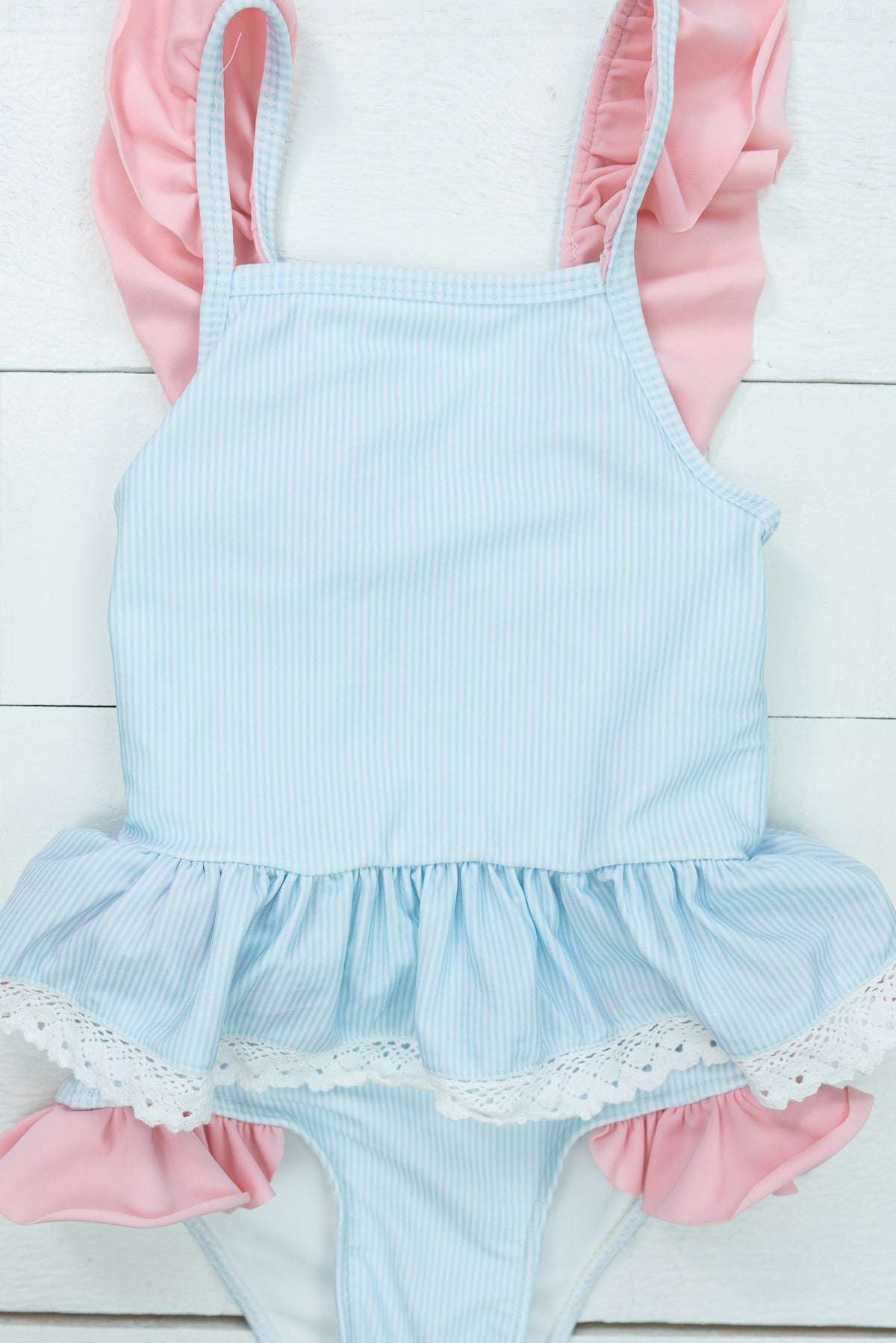 Girls Blue Stripe/Pink Tankini Swimsuit