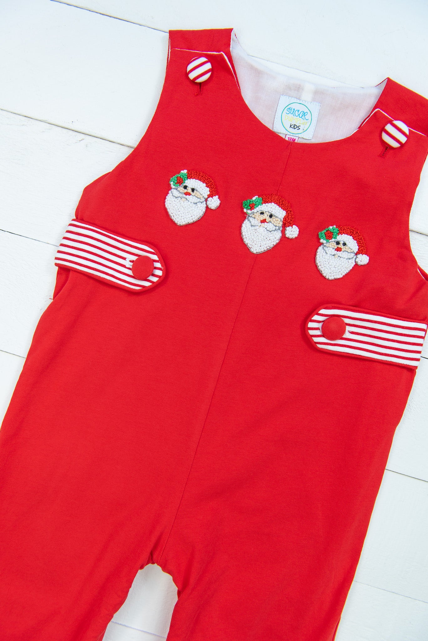 Boys Pinstripe White Santa Longall