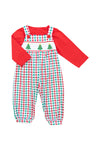 Boys Knit Smocked Tree Overall Set