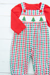 Boys Knit Smocked Tree Overall Set