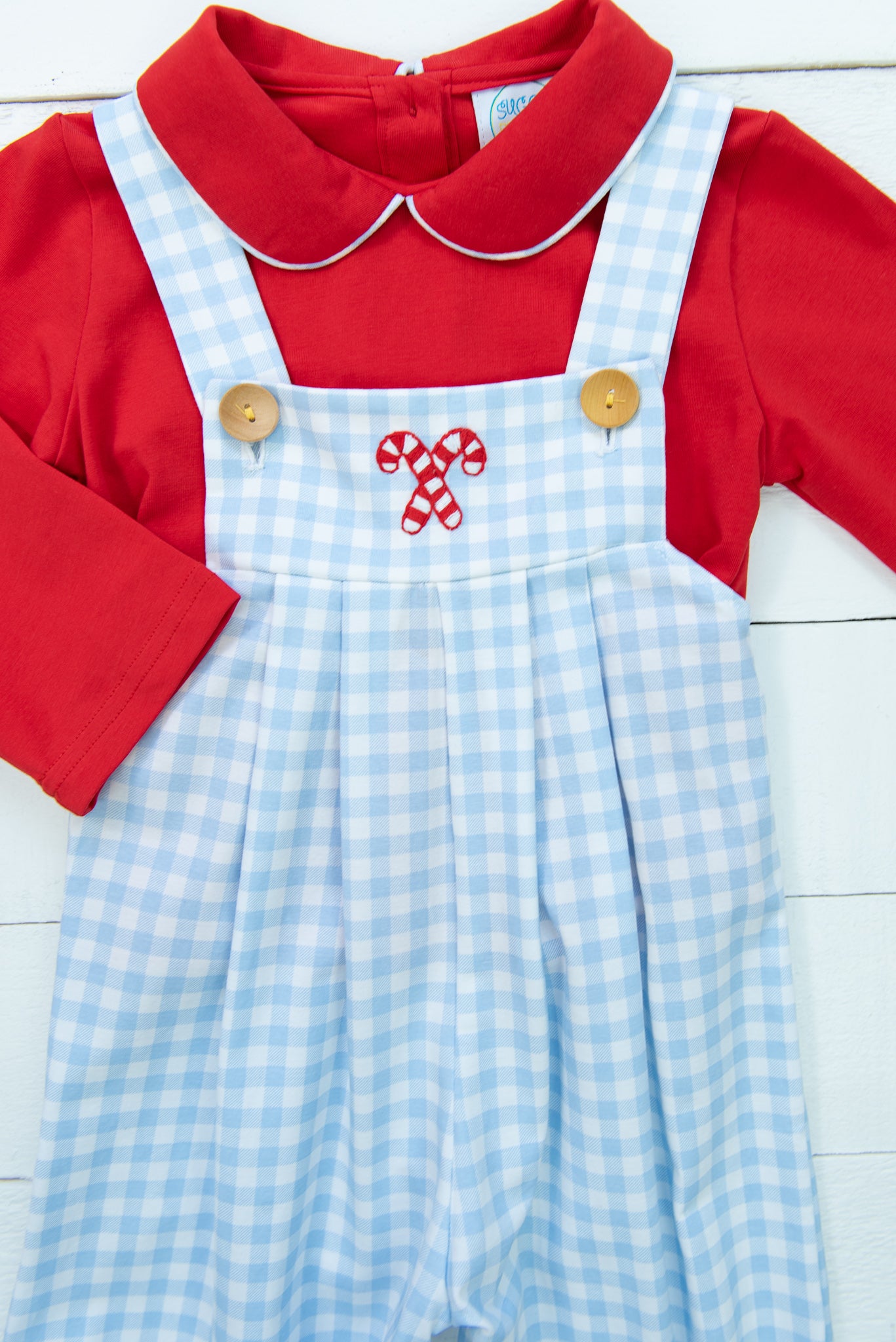 Boys Candy Cane Lane Overalls Set