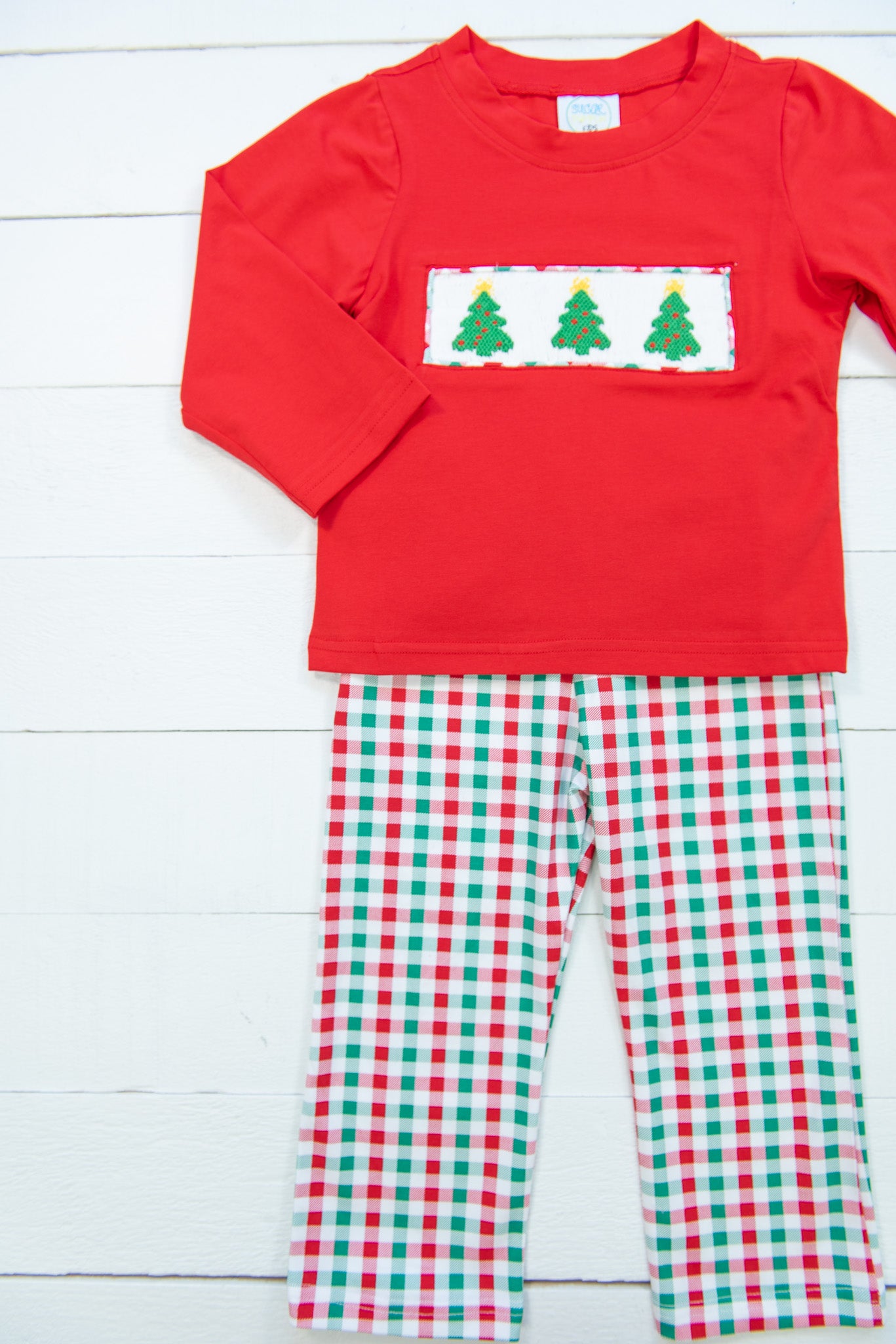 Boys Knit Smocked Tree Pant Set