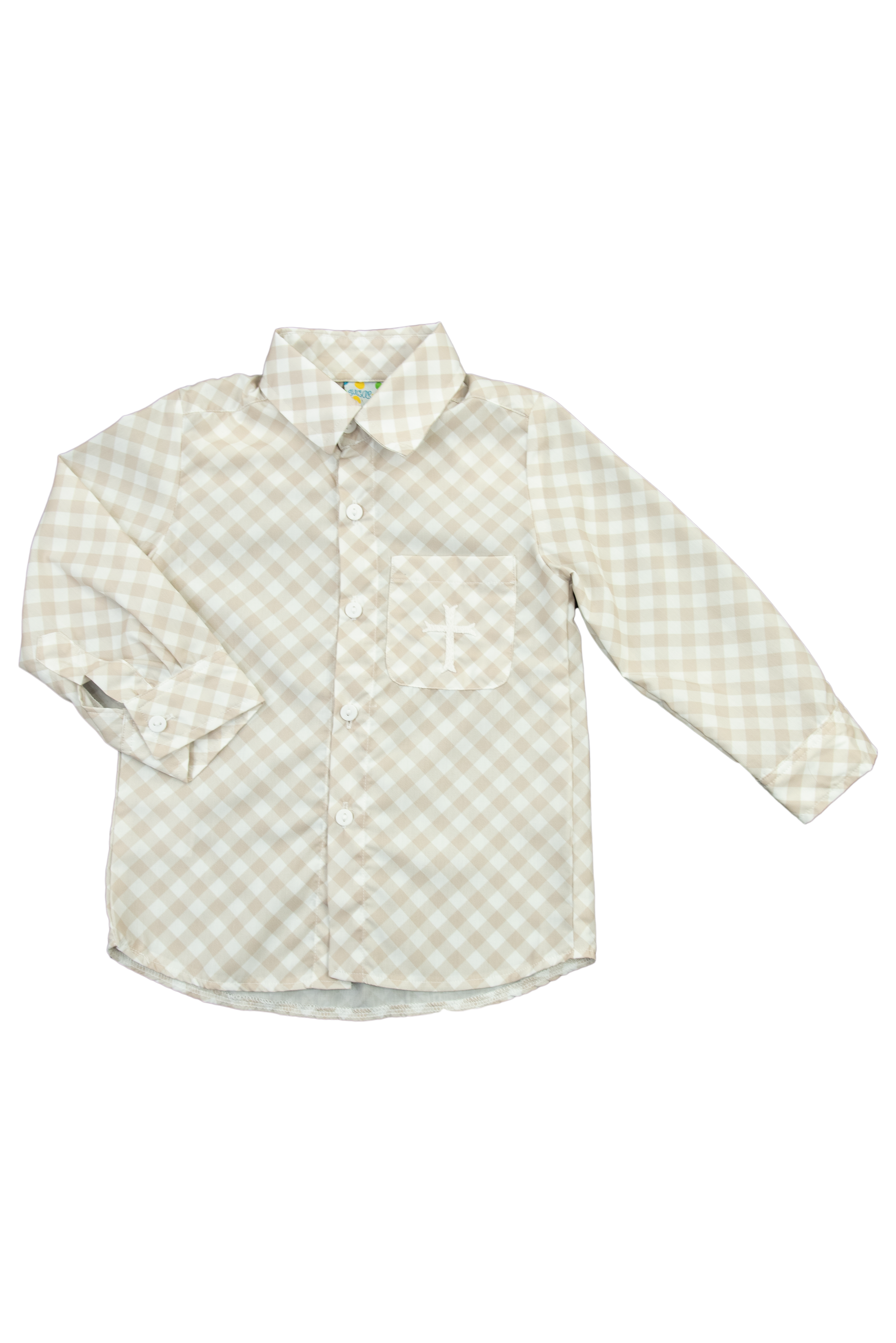 Boys Hand Embroidered Cross Shirt Only