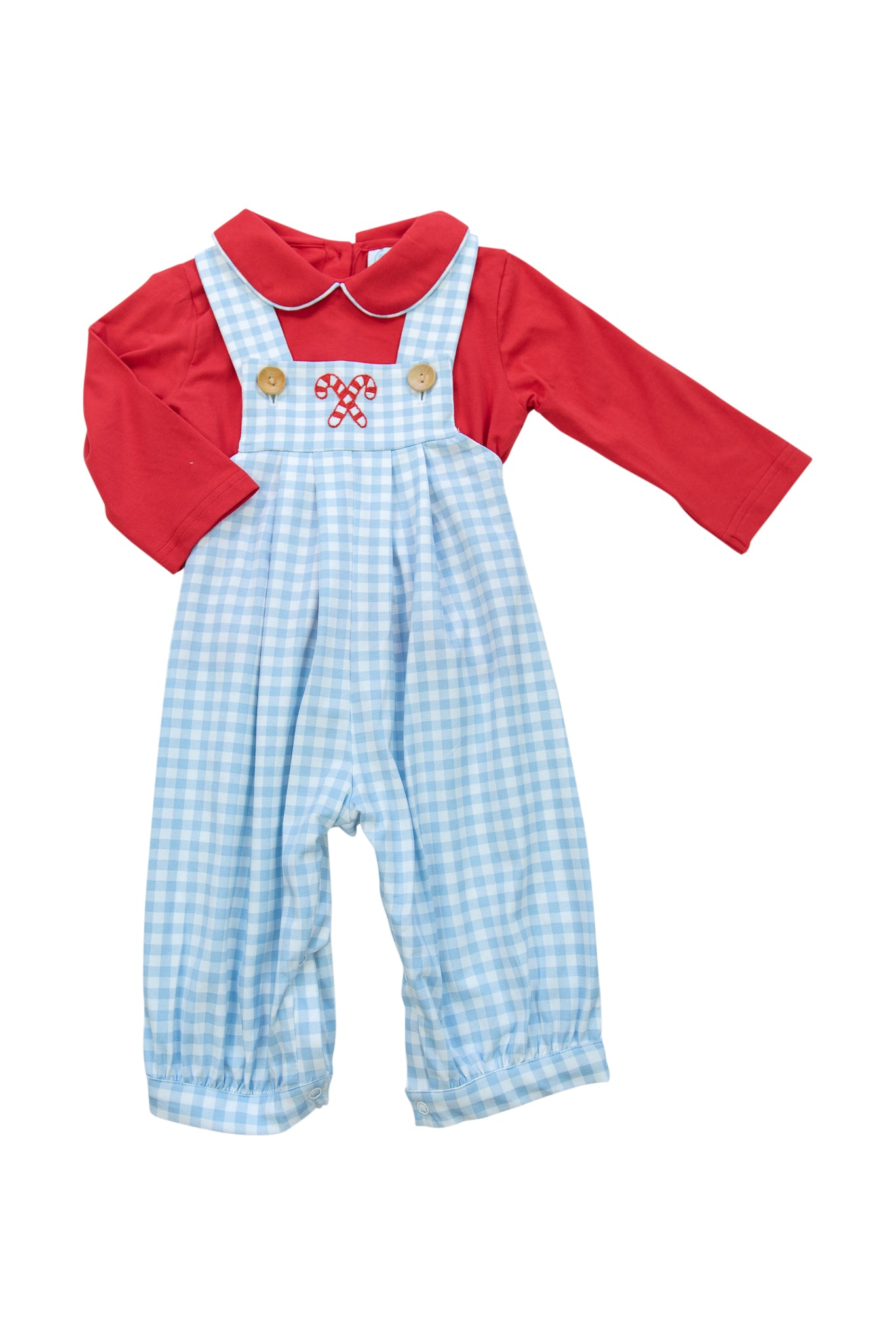 Boys Candy Cane Lane Overalls Set