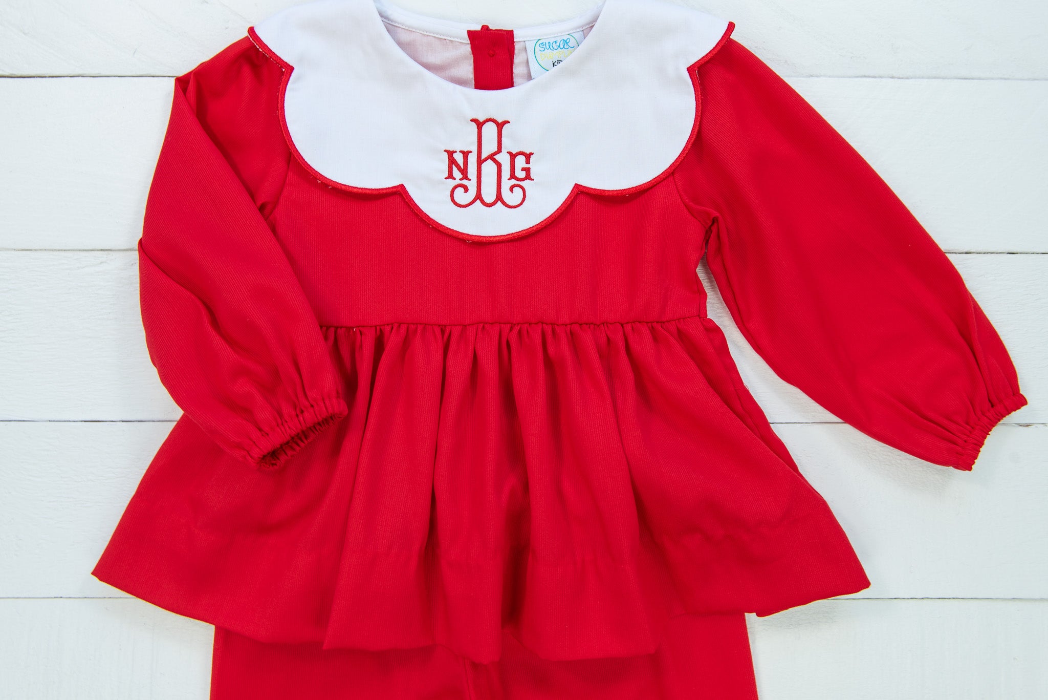 Girls Classic Red Pants Set