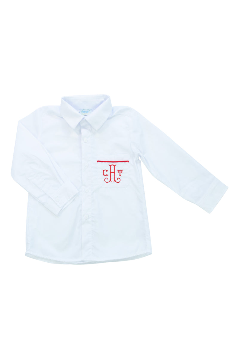 Boys White/Red Dress Shirt