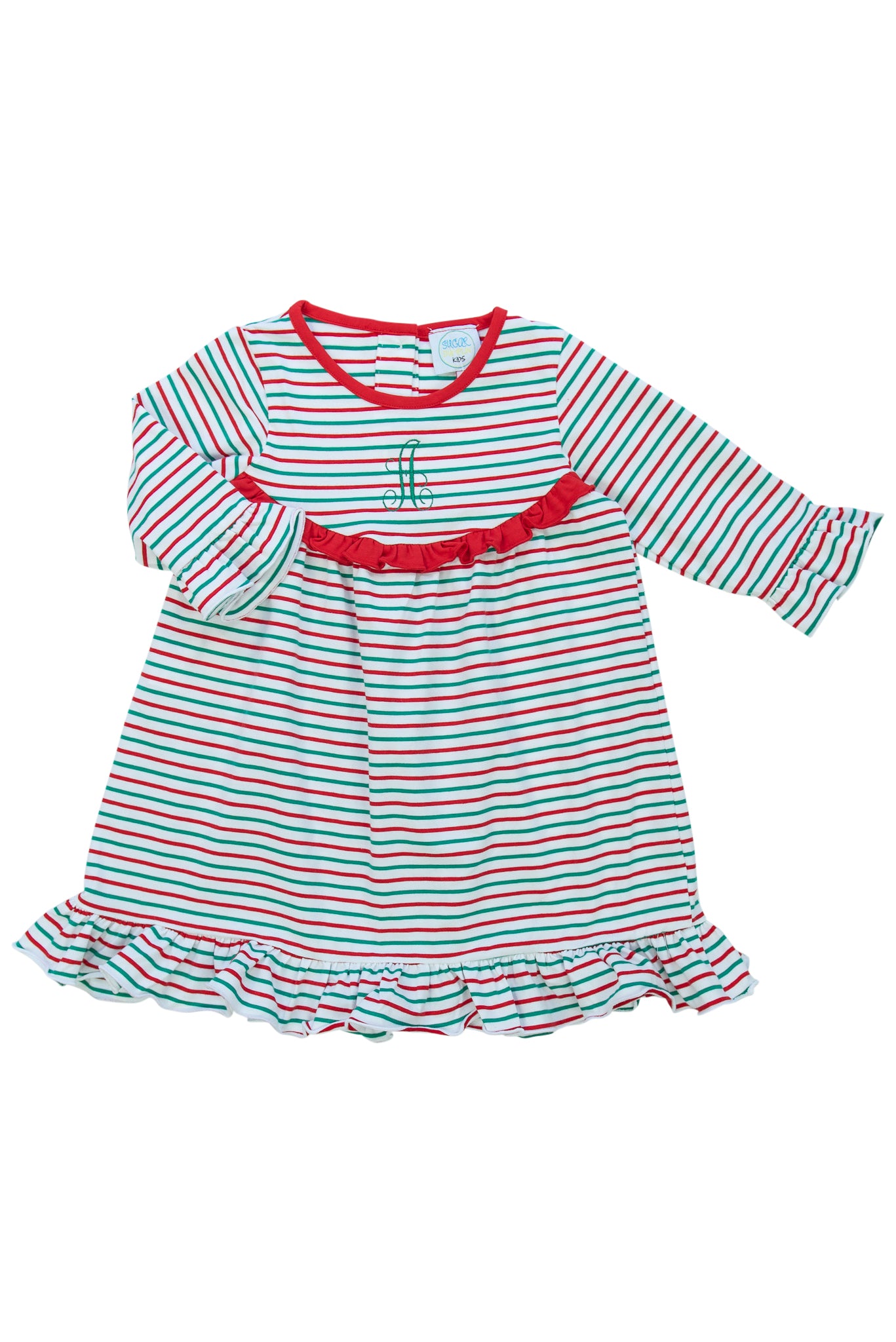 Girls Red/Green Stripe Nightgown