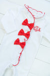 Girls White/Red Bow PJ