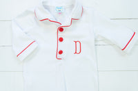 Boys White/Red Collared PJ