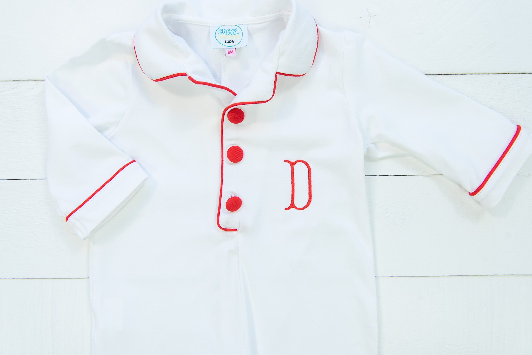 Boys White/Red Collared PJ