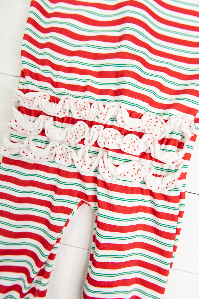 do not have Red/Green Stripe Ruffle Zip Up PJ