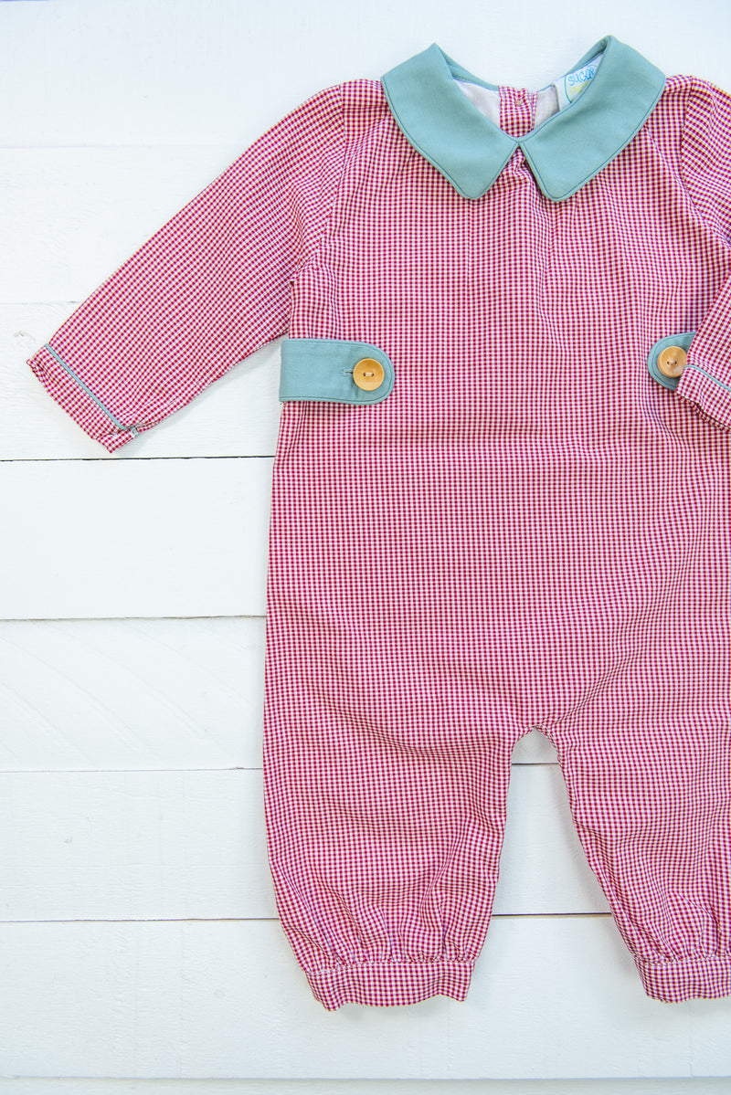 Boys Holiday Gingham Long Bubble