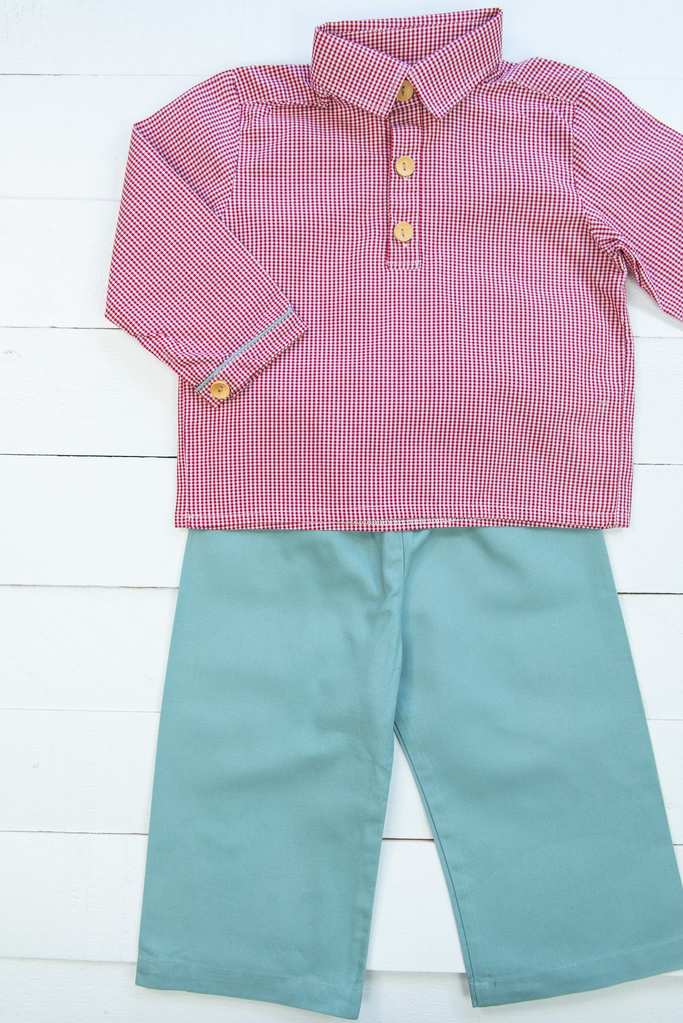 Boys Holiday Gingham Pant Set