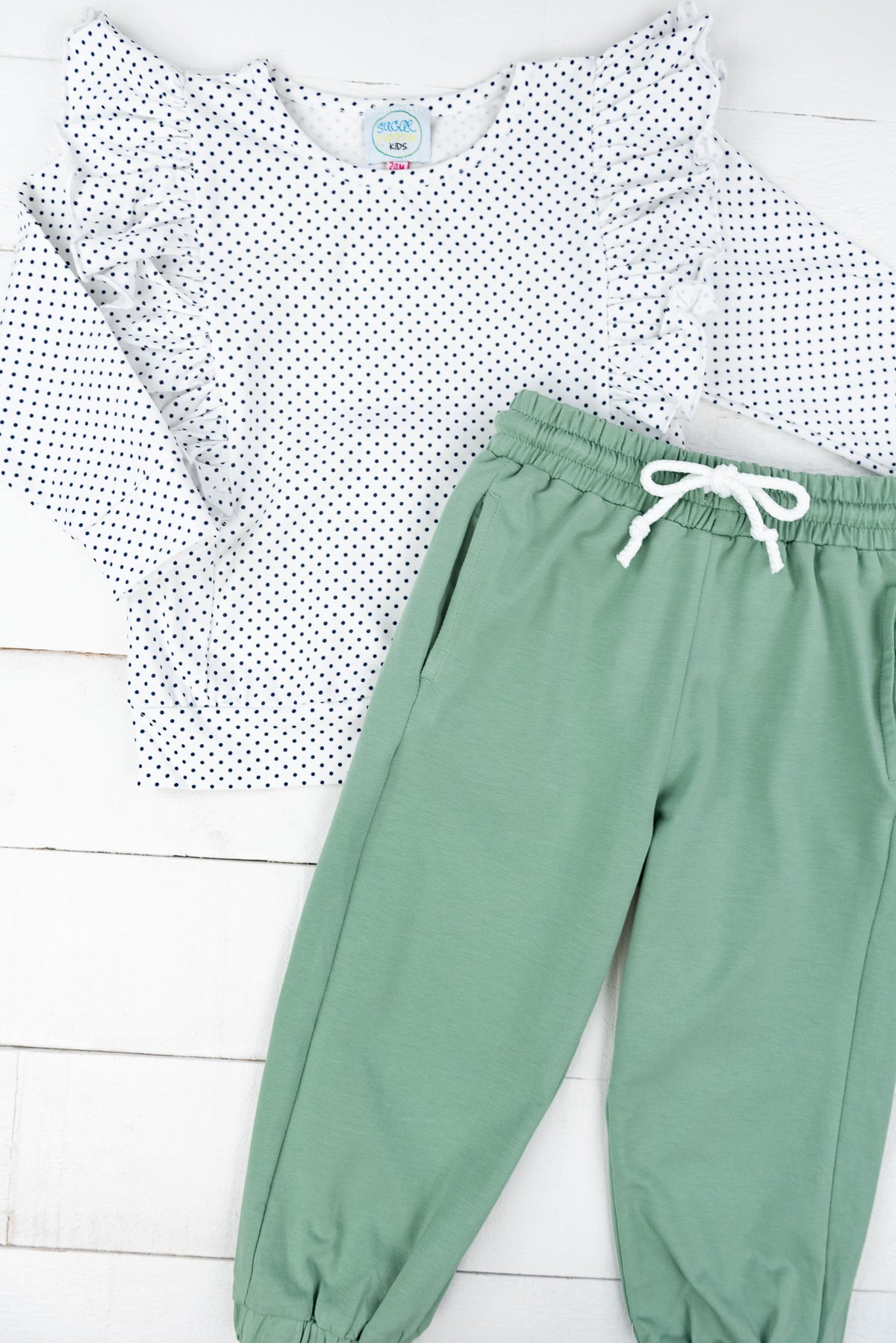 Girls Navy/Green Pants Set