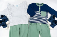 Girls Navy/Green Pants Set