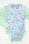 Girls Flamingo Long Sleeve Swimsuit
