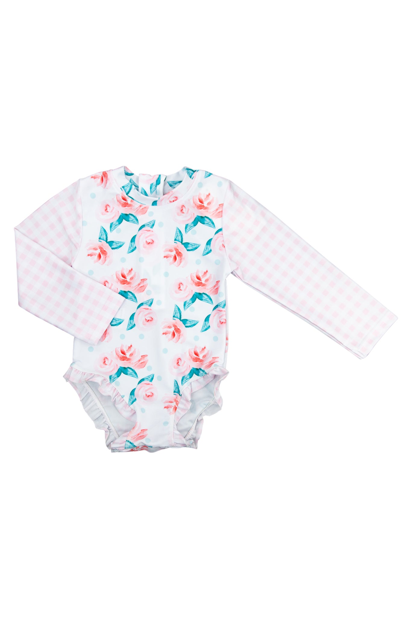 Girls Floral Long Sleeve Swimsuit