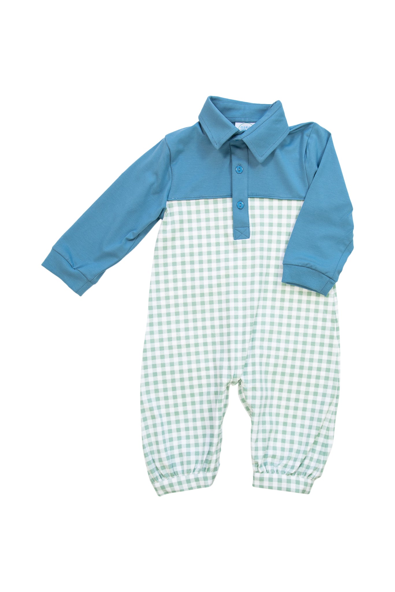 Boys Comfy Check Long Romper