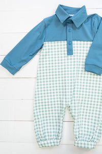 Boys Comfy Check Long Romper