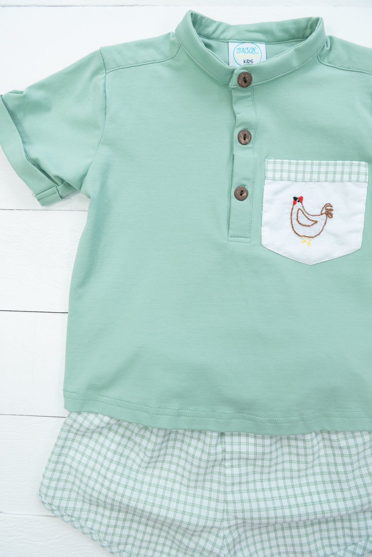Boys Sage Chicken Shorts Set