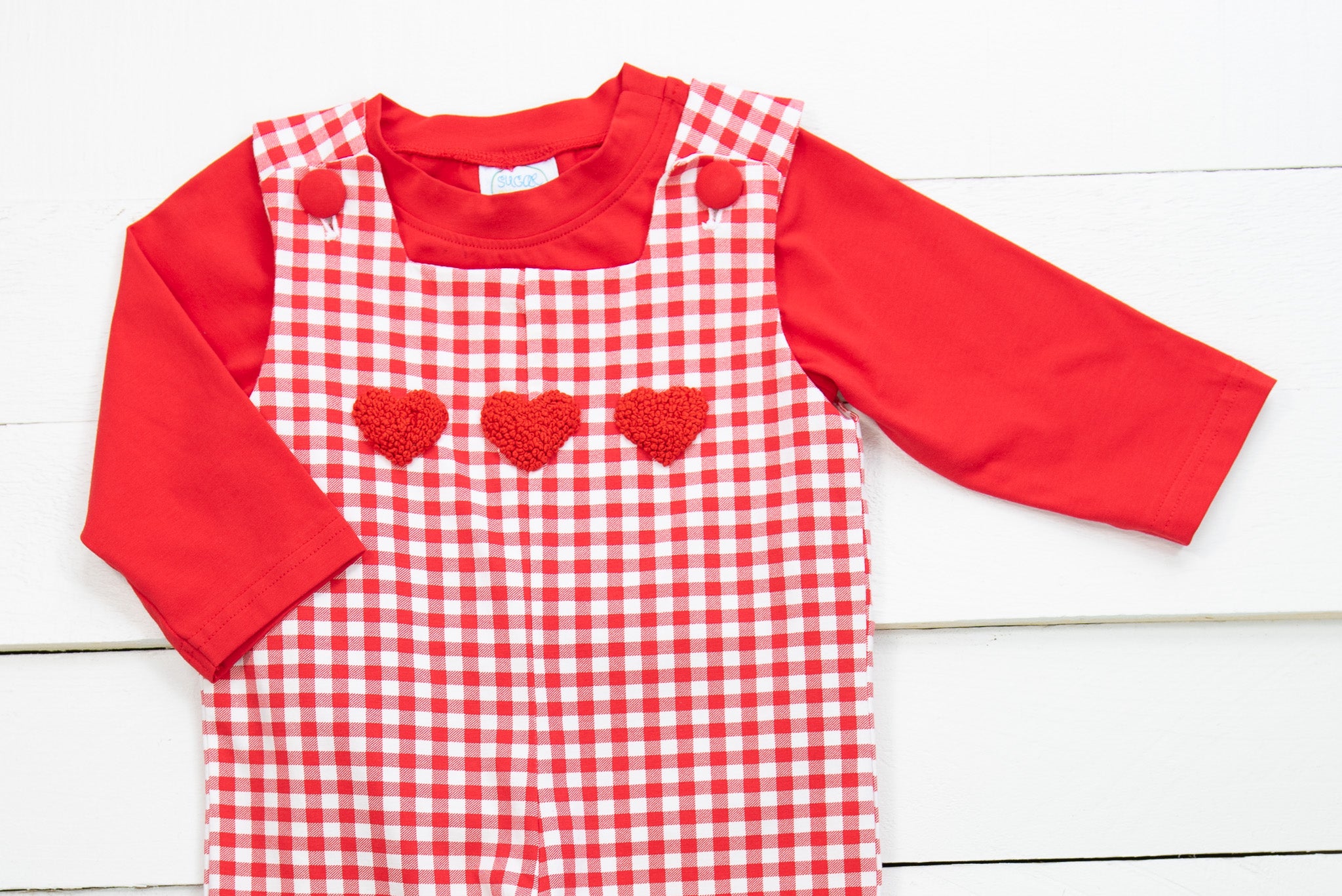 Boys Red Heart Overall Set