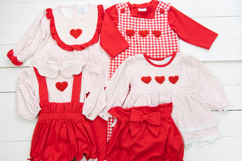 Boys Red Heart Overall Set