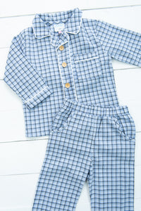 Boys Classic Windowpane PJ Pants Set