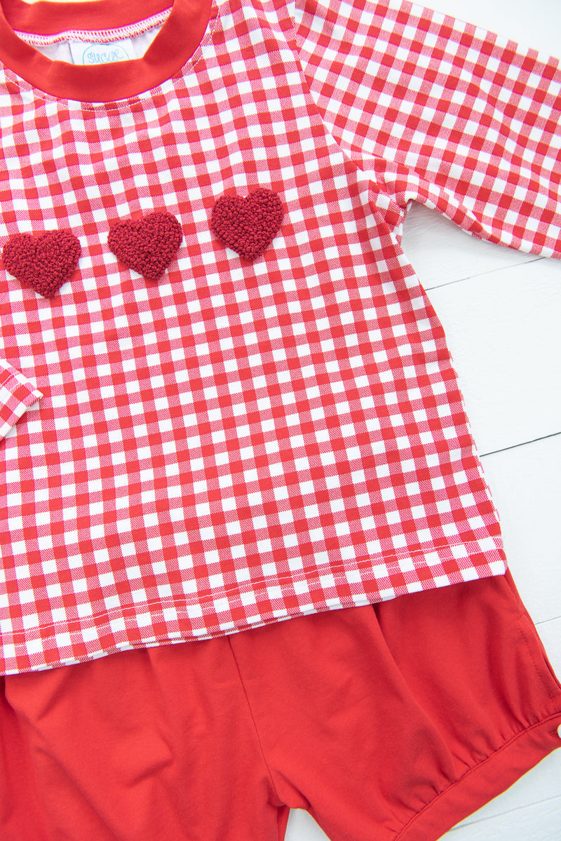 Boys Red Heart Banded Shorts Set