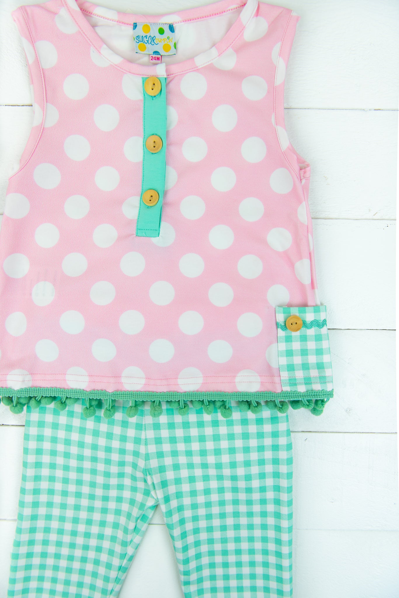 Girls Pink & Mint PJ Pants Set