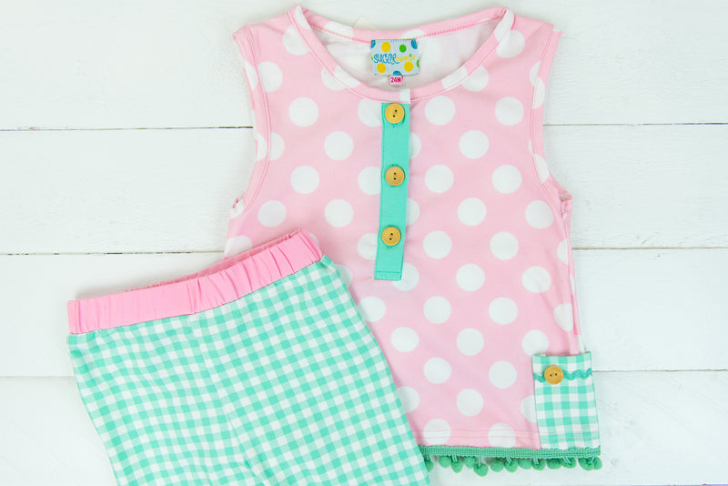 Girls Pink & Mint PJ Pants Set