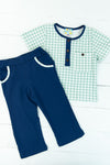 Boys Seafoam/Navy Pocket Henley Pants Set