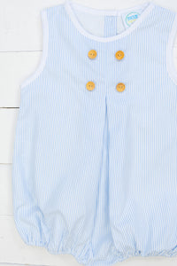 Boys Blue Pinstripe Button Bubble