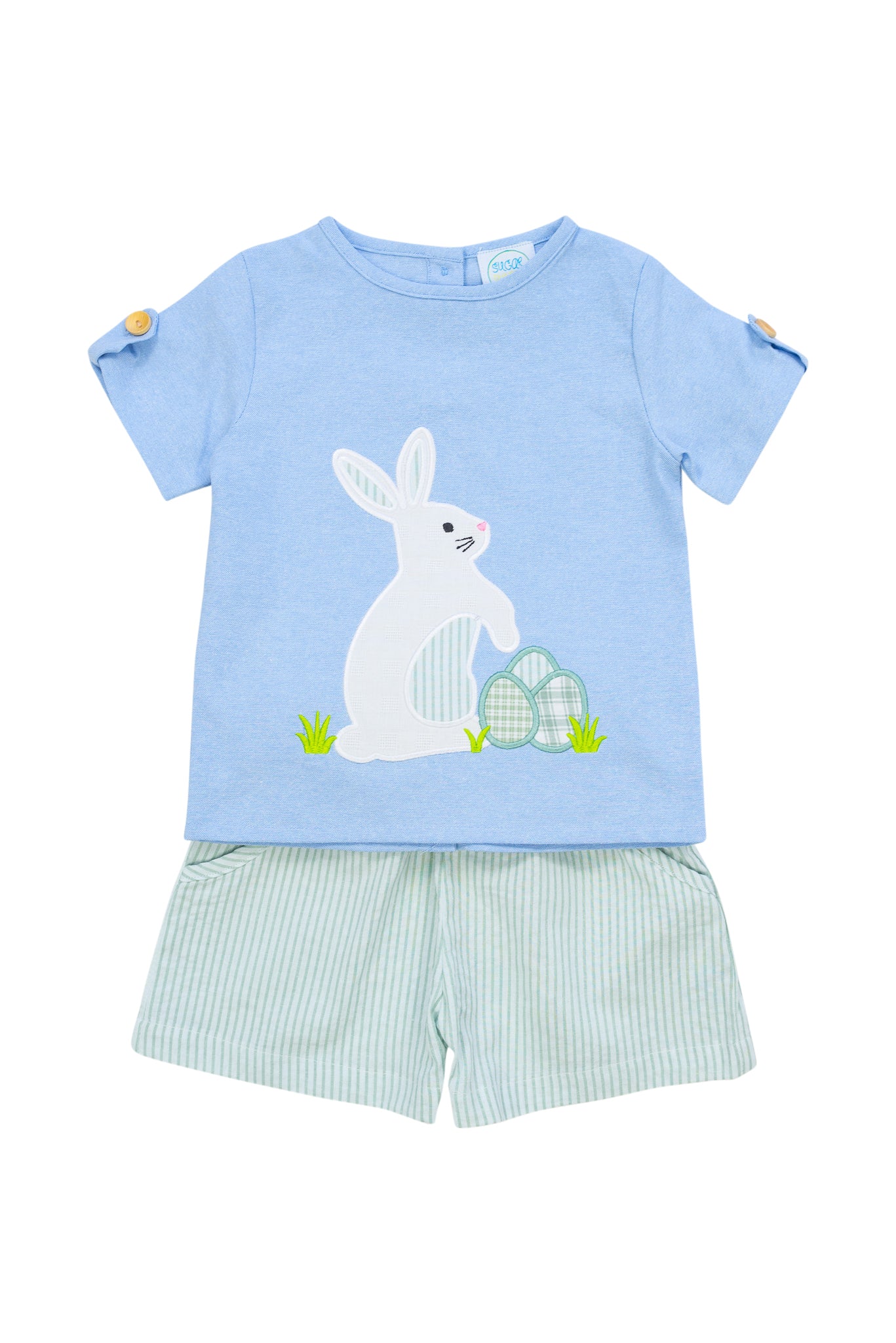 Boys Spring Bunny Applique Shorts Set