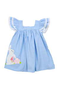 Girls Spring Bunny Applique Dress