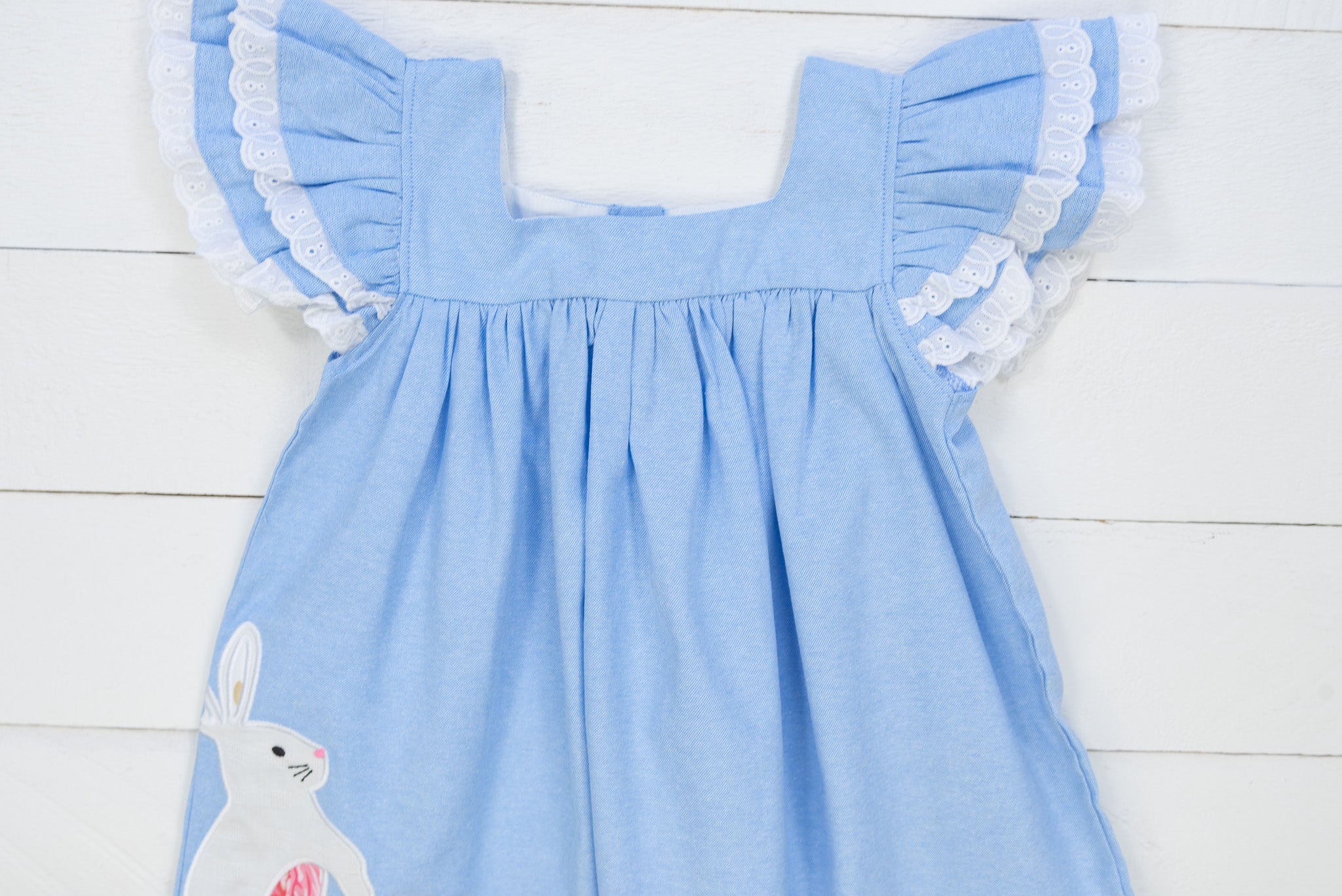 Girls Spring Bunny Applique Dress