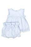 Girls Blue Seersucker Diaper Set