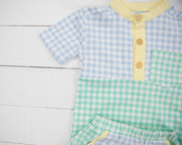 Boys Color Block Shorts Set
