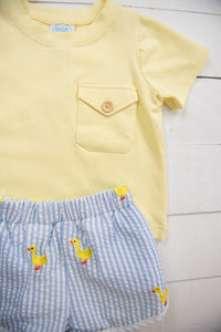 Boys Duck/Flamingo Reversible Shorts Set