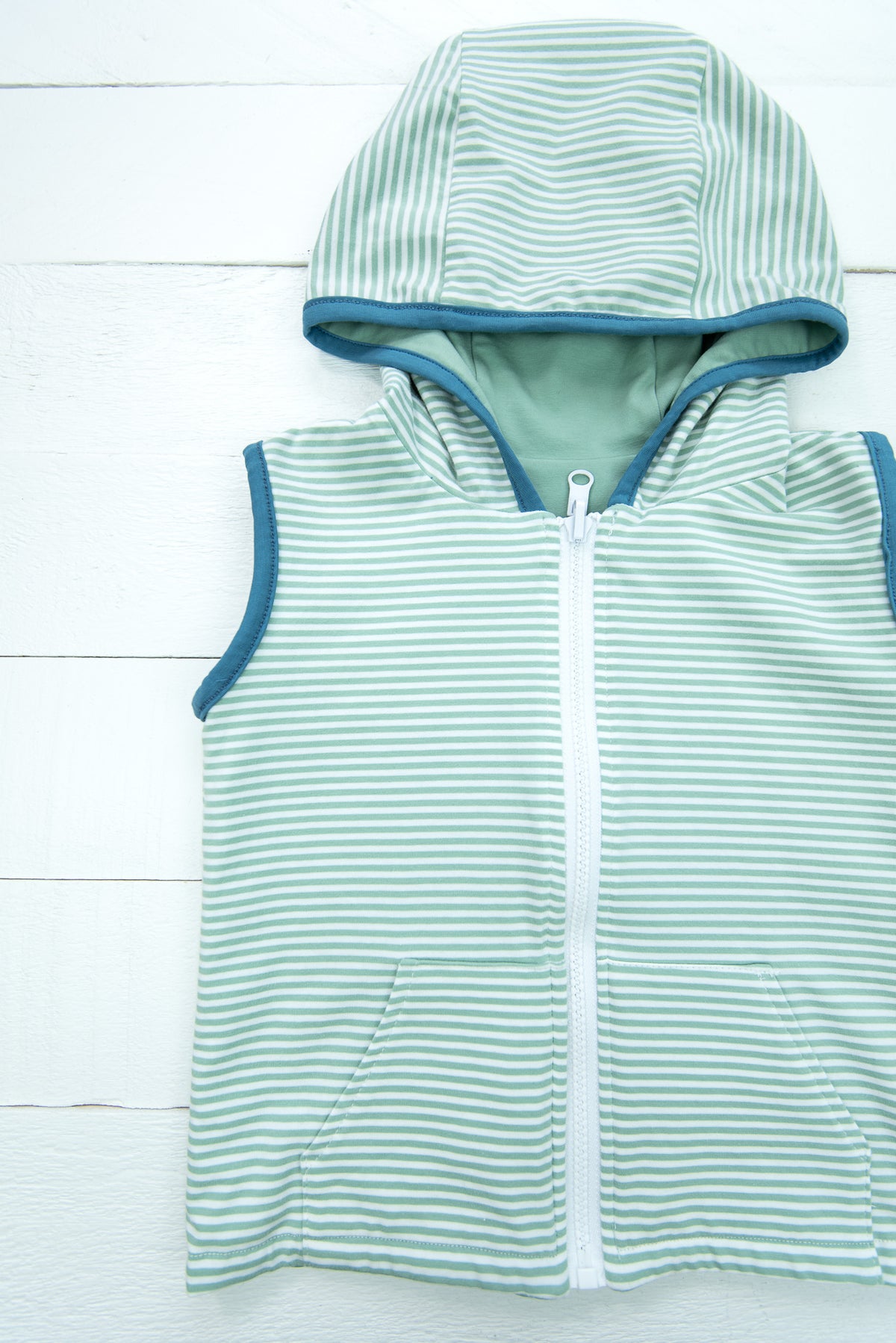 Boys Casual Green/Stripe Reversible Vest