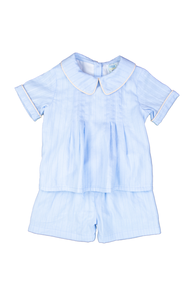 Boys Blue Linen Shorts Set