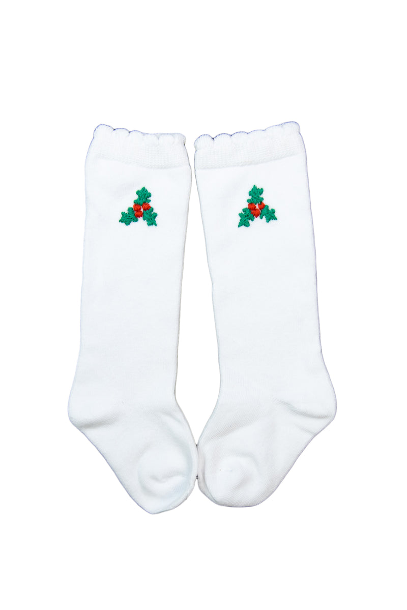 SD Kids Embroidered Holly Socks