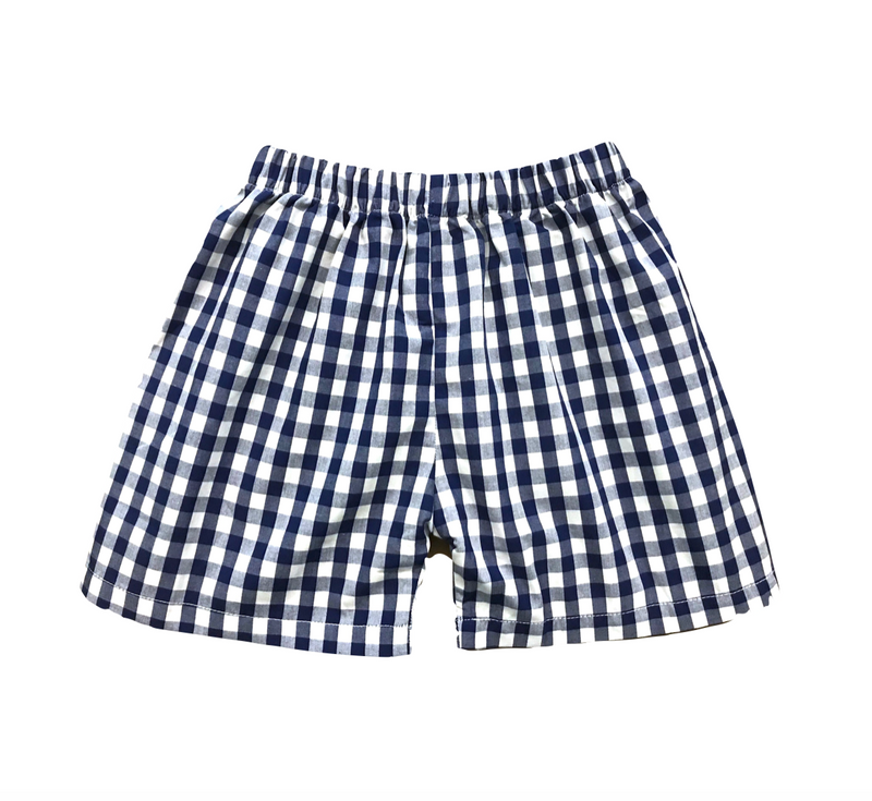 Boys Navy Check Gingham Shorts