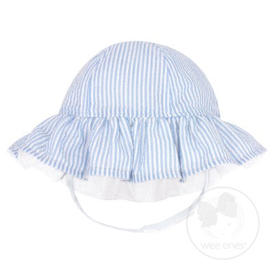 Blue Reversible Ruffle Brim Sun Hat | Blue Sun Hat 