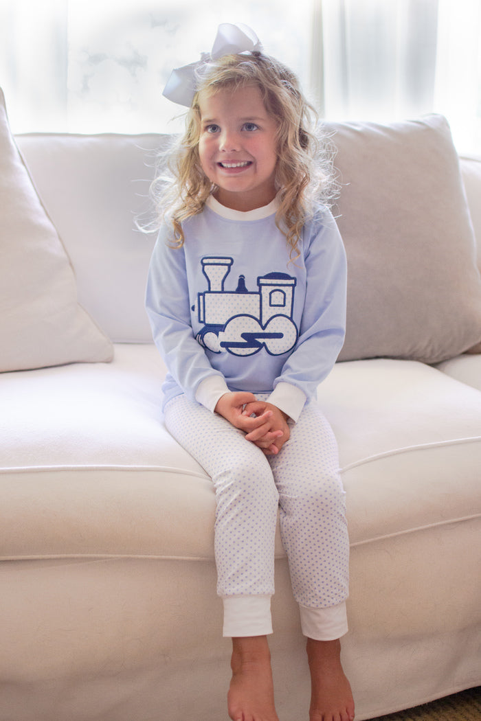 Girls Knit Train Pajamas