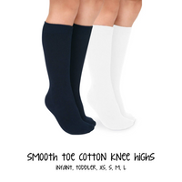 Smooth Toe Cotton Knee High Socks (2 pair)
